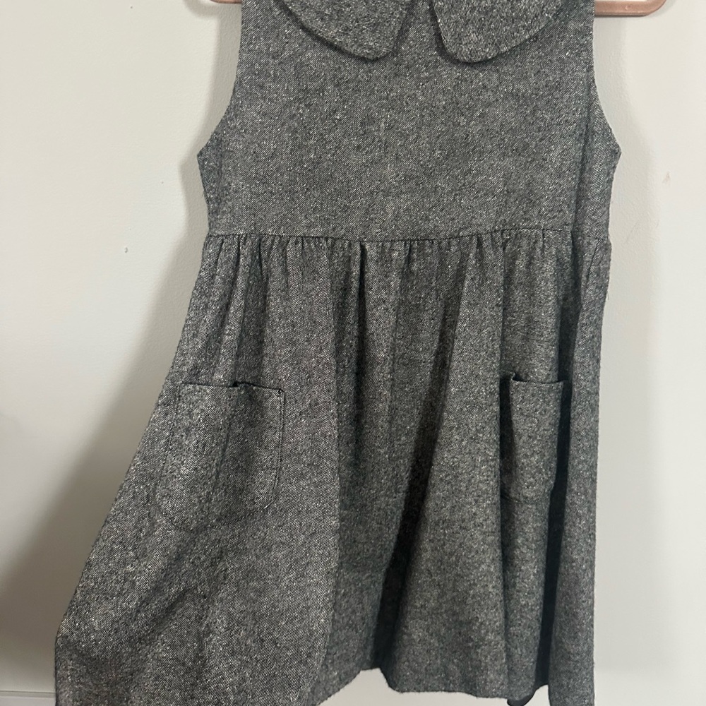 Stylish Gray custom made Dress with Pockets and collar 7-8